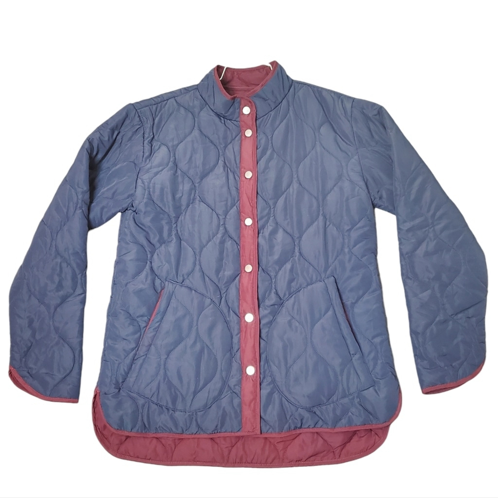 Summersalt Blue and Maroon Puffer Jacket